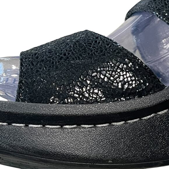 Alegria Karmen Leather Slide On Sandals in Metallic Black Size 37 US 7-7.5 - Picture 6 of 13